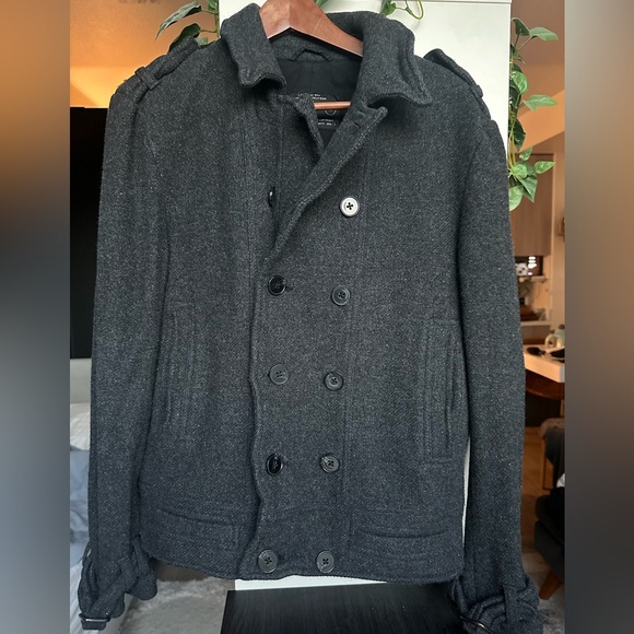 All Saints Men's Wool pea coat short jacket - Picture 1 of 5